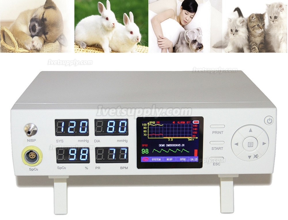 CONTEC CMS5000VET Vet Patient Monitor Vital Signs NIBP Pulse Rate SPO2 color LCD For Animal/ Cat / Dog
